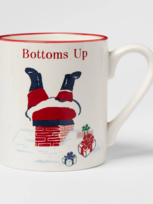 16oz Stoneware Bottoms Up Christmas Mug White - Threshold™