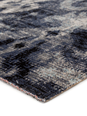 Zenith Indoor/ Outdoor Ikat Black & Blue Area Rug