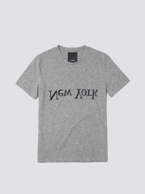 Grey Cotton New York Logo T-shirt