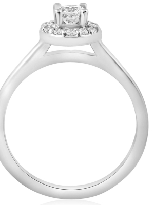 Pompeii3 1/2ct Round Diamond Halo Engagement Ring 14k White Gold