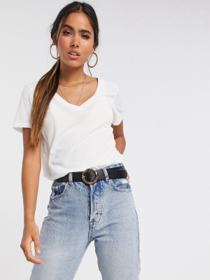 Vero Moda V Neck T-shirt In White