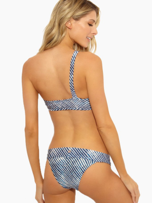 Corales Wide Band Hipster Bikini Bottom - Blue & White Stripe Print