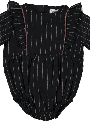 Tocoto Vintage Lurex Striped One Piece - Black