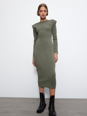 Shoulder Pad Knit Dress