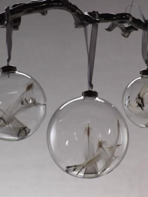 Clear Ball W/ Feather - Set Of 6