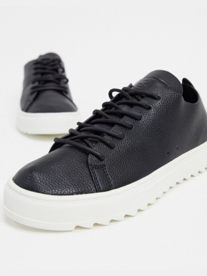 Pull&bear Sneakers In Black With White Tooth Sole