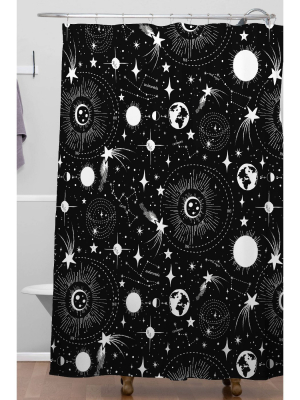 Heather Dutton Solar System Shower Curtain Black/white - Deny Designs