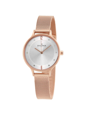 Skagen Anita Silver Dial Rose Gold-tone Ladies Watch Skw2151