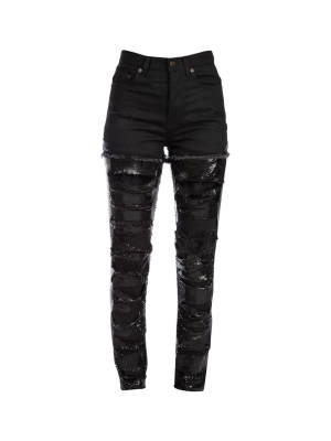 Saint Laurent Distressed Chainmail Jeans