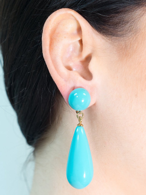 Turquoise Teardrop Pierced Or Clip Earrings