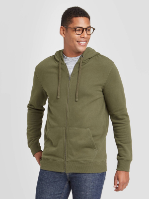 Men's Regular Fit Full Zip Fleece Hoodie - Goodfellow & Co™ Green