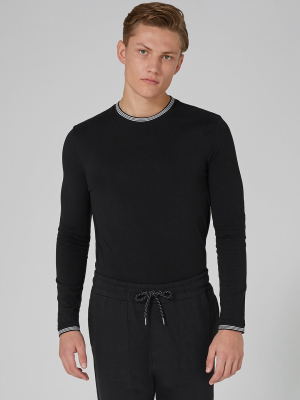 Black Skinny Fit Tipped Ringer T-shirt