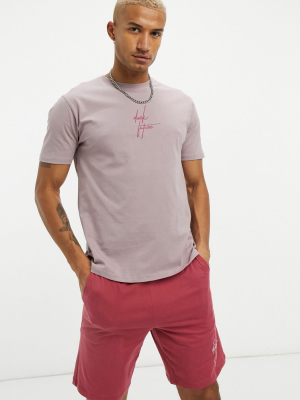 Asos Dark Future Lounge T-shirt And Short Pajama Set In Pink