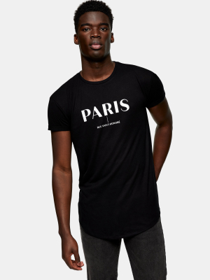 Paris Longline T-shirt In Black