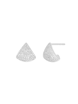 Chevron Diamond Studs - White Gold