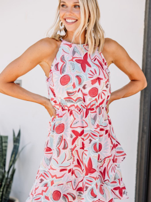 Get Their Attention Red Floral Dress