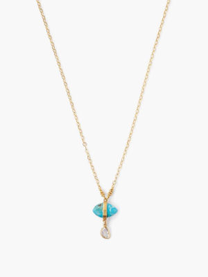 Turquoise Evil Eye And Sliced Diamond Charm Necklace