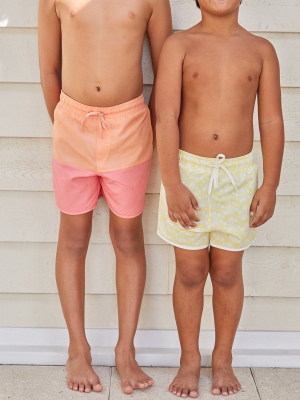 Boys Tangerine And Coral Boardie