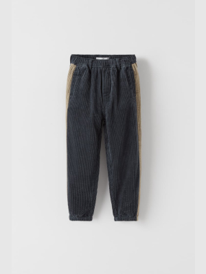 Corduroy Pants With Side Stripe