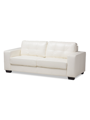 Adalynn Modern And Contemporary Faux Leather Upholstered Sofa White - Baxton Studio