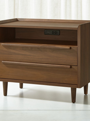 Tate 2-drawer Midcentury Nightstand With Power Outlet