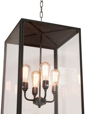 Square Pendant With Four Lampholders Closed Top - Extra Large