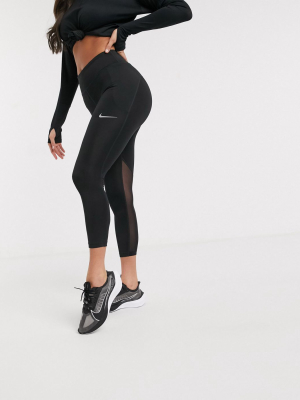 Nike Running Fast Tight Cropped Leggings In Black