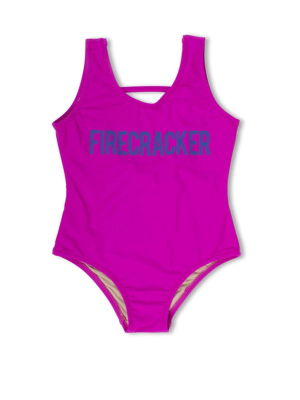 Shade Critters Girls Firecracker One Piece Swimsuit In Pink