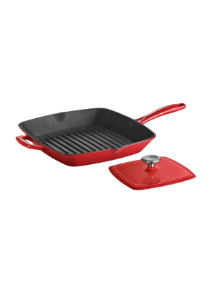 Tramontina 11" Grill Pan With Press - Red