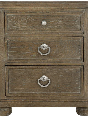 Rustic Patina Three Drawer Nightstand, Peppercorn