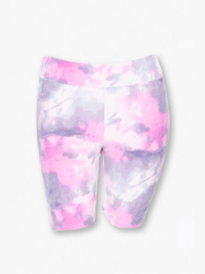 Plus Size Tie-dye Wash Biker Shorts