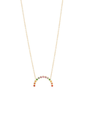 14k Medium Rainbow Sapphire Arc Necklace