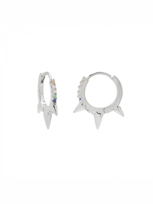 Rowan Triple Spike Cz Hoops - Sterling Silver