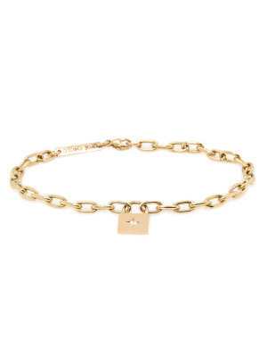 14k Star Set Diamond Padlock Bracelet