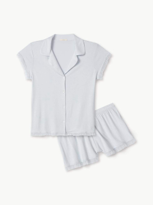 Eberjey Iona Short Ruffle Pj Set - Water Blue