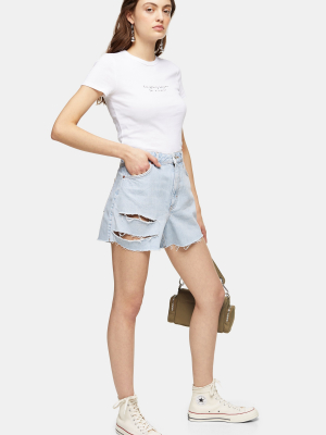 Bleach High Waisted Ripped Denim Shorts