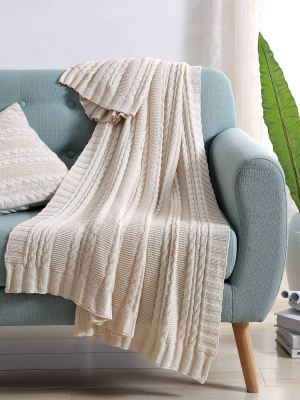 50"x70" Dublin Cable Knit Throw Blanket - Vcny