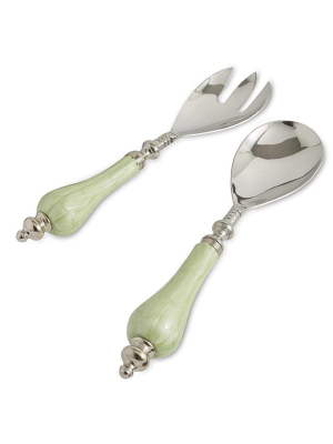 Julia Knight Peony Salad Serving Set In Kiwi