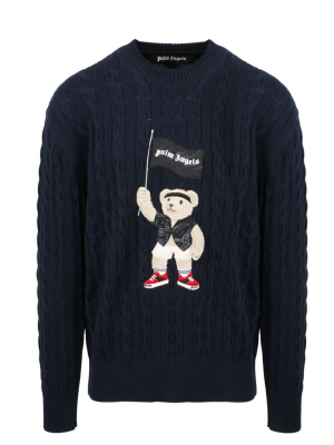 Palm Angels Pirate Bear Cable Knit Sweater