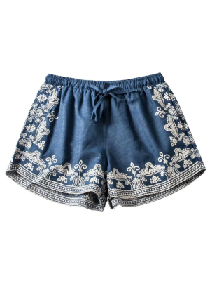 'sadie' Embroidered Drawstring Shorts (2 Colors)