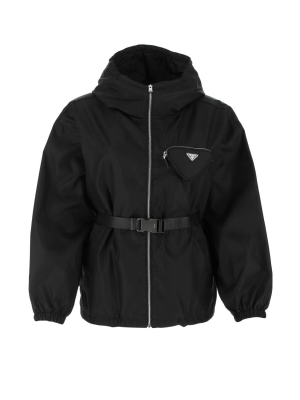 Prada Logo-plaque Hooded Jacket