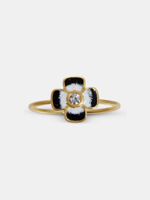 Black Enamel And Diamond Ring