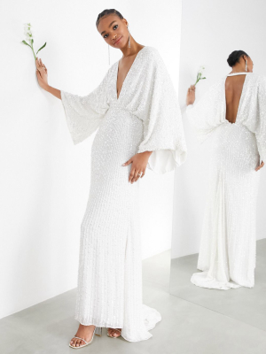 Asos Edition Ciara Sequin Kimono Sleeve Wedding Dress