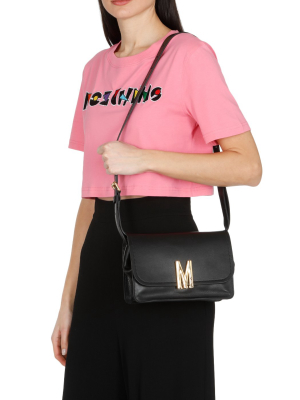 Moschino M Logo Plaque Shoulder Bag