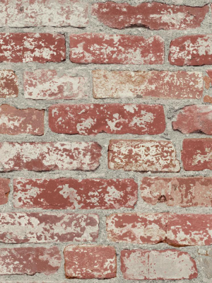 Stuccoed Brick Peel & Stick Wallpaper In Dark Red By Roommates For York Wallcoverings