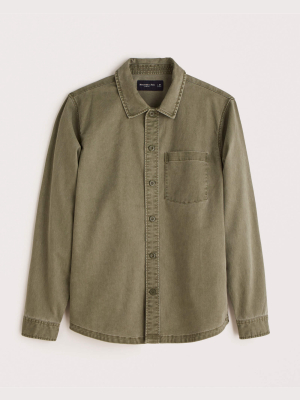 One Pocket Twill Shirt Jacket