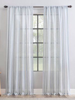 Vintage Striped Anti-dust Sheer Curtain Panel - Clean Window