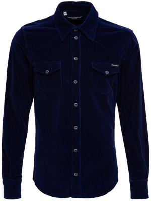 Dolce & Gabbana Velvet Button Detailed Shirt