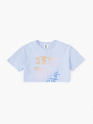 Graphic Wave Crop T-shirt Cashmere Blue