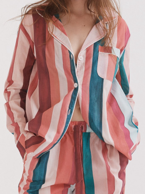 Long Pyjama Set Stripe Print Multi